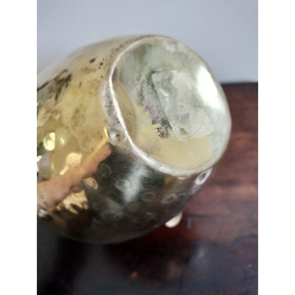 Vintage Hammered Brass Vase with Rope & Tassel Detail  Bohemian  MCM Decor